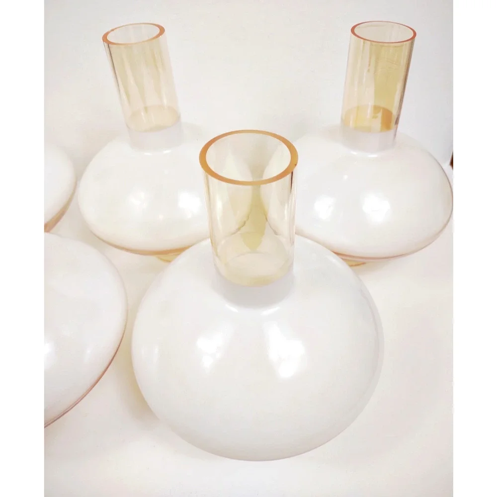5 Vintage Peach Luster Milk Glass Chimney Globe Lamp Shades Retro Rare 3